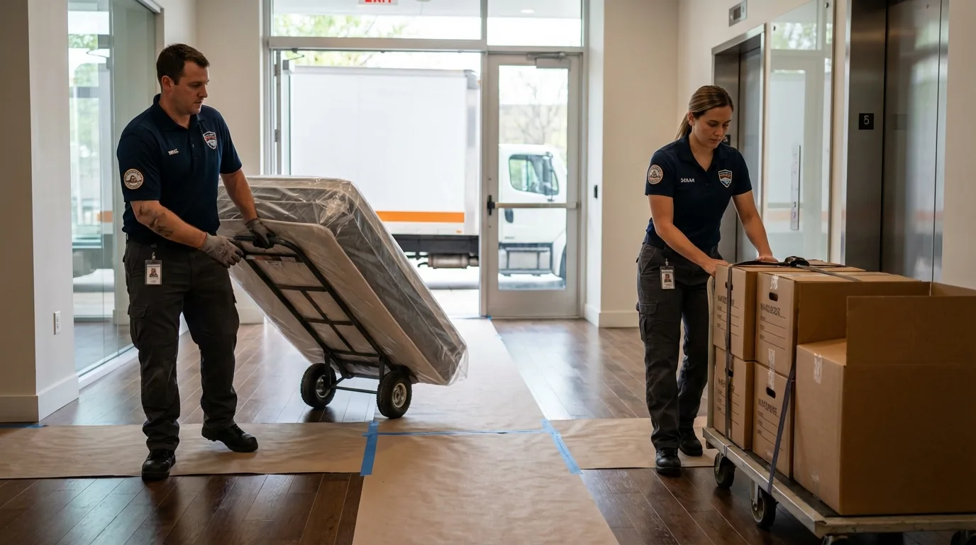 Professional apartment movers loading elevator in Mount Jackson, VA